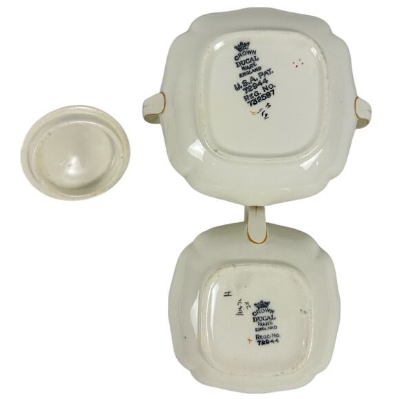 Crown Ducal Ware England 72944 Antique 1930's Creamer & Sugar Bowl w/Lid-Read! - Picture 9 of 12